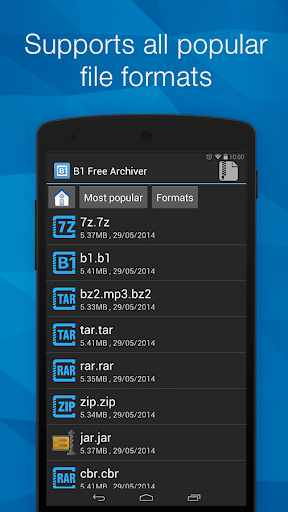 B1 Archiver zip rar unzip ekran görüntüsü