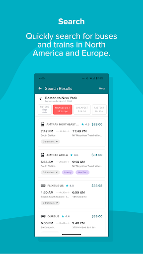 Wanderu: Bus & Train Tickets ekran görüntüsü