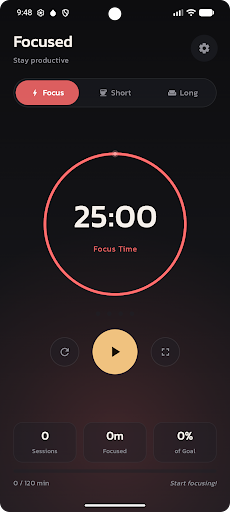 Focused - Pomodoro Timer ekran görüntüsü