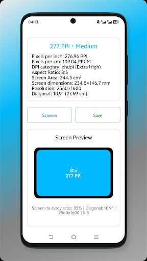 Calculator PPI and DPI ekran görüntüsü