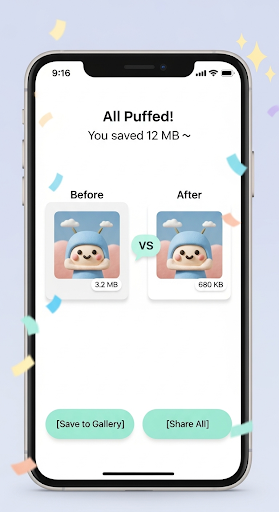 Photo Puff - MB to KB Compress ekran görüntüsü