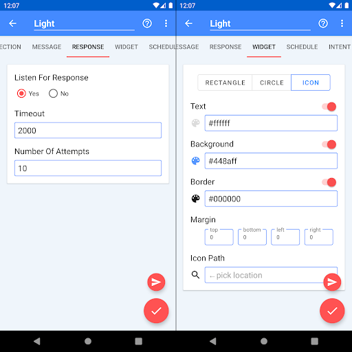 UDP/TCP Widget ekran görüntüsü