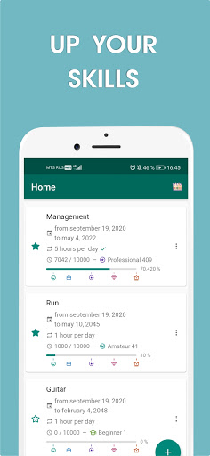 10000 hours - skill tracker ekran görüntüsü