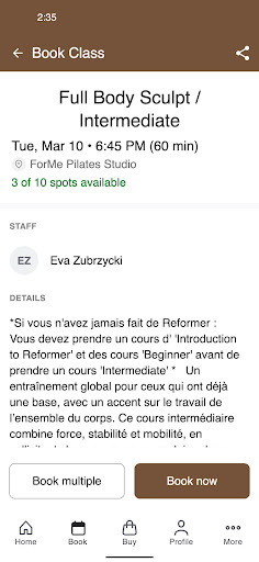 ForMe Pilates Studio ekran görüntüsü