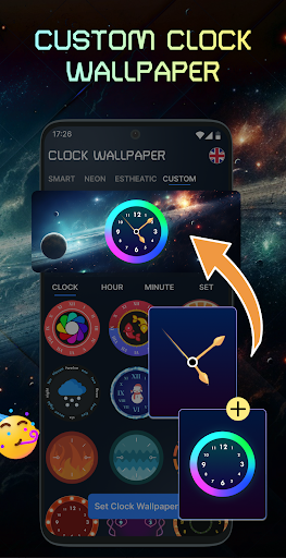 Neon Clock Digital Wallpaper ekran görüntüsü