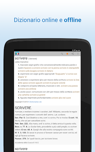 Dizionario italiano ekran görüntüsü