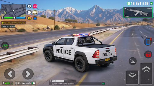 Polis arabası dağ sürüşü 3d ekran görüntüsü