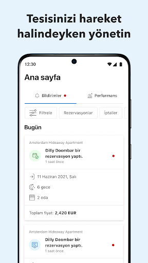 Booking.com ortaklarına Pulse ekran görüntüsü