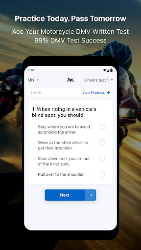 Motorcycle DMV Written Test ekran görüntüsü