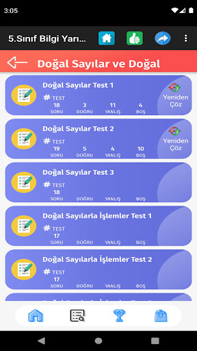 5. Sınıf Tüm Dersler Test Çöz ekran görüntüsü