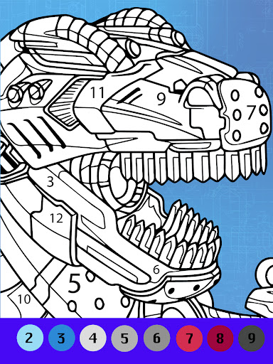 Dino Robot Coloring By Numbers ekran görüntüsü