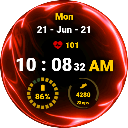 Fluid Red Watch Face ekran görüntüsü