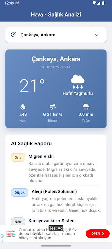 Anlık Hava - Sağlık Analizi ekran görüntüsü