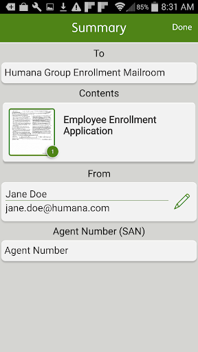 Humana Enrollment Document Tra ekran görüntüsü