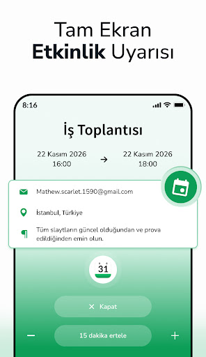 Takvim 2026: Günlük görevler ekran görüntüsü