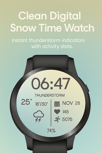 Clean Digital Snow Time Watch ekran görüntüsü