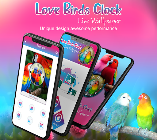 Love Bird Clock Live Wallpaper ekran görüntüsü