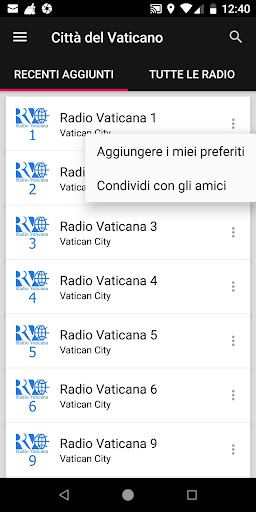 Vatican City Radio Stations ekran görüntüsü