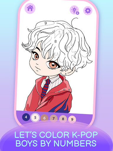 KPOP Chibi Coloring by Number ekran görüntüsü