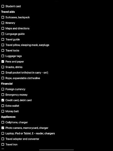 Travel Packing Checklist ekran görüntüsü