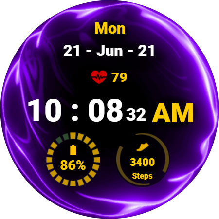 Fluid Purple Watch Face ekran görüntüsü