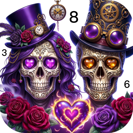 Skull Rose Color by Number