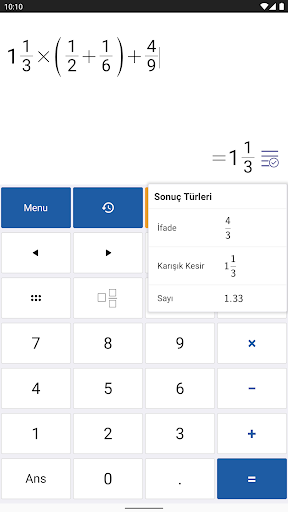 Kesir Hesap Makinesi: Kesir ekran görüntüsü