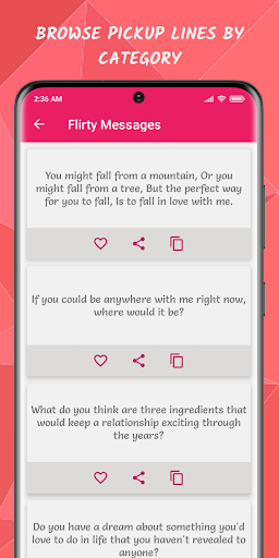 Pickup Lines and Flirty Texts ekran görüntüsü