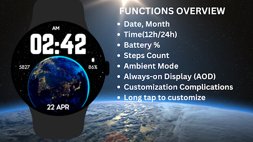 EarthSpace Digital Watch Face ekran görüntüsü