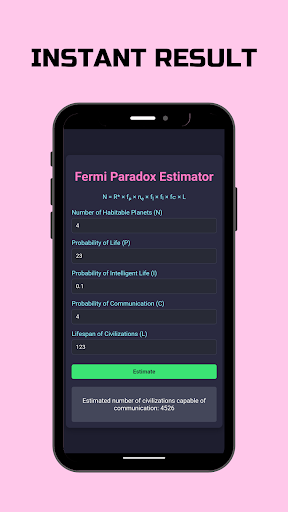 Fermi Paradox Estimator ekran görüntüsü