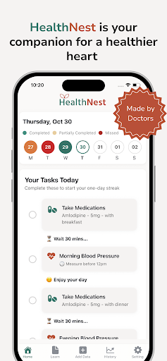HealthNest Blood Pressure App ekran görüntüsü