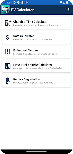 Electric Vehicle Calculator ekran görüntüsü