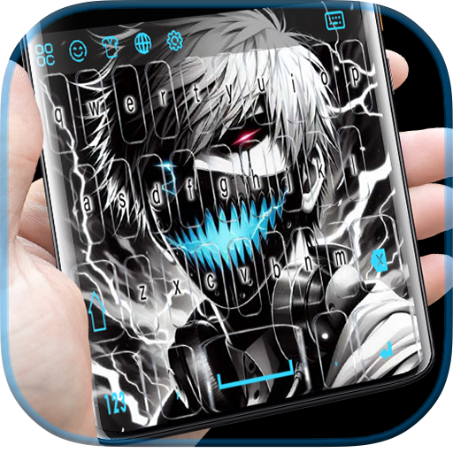 Neon Anime Mask Man Keyboard