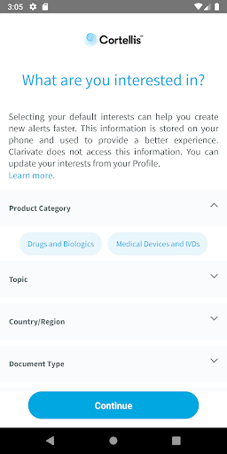 Cortellis Regulatory Alerts ekran görüntüsü