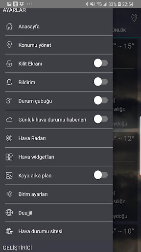 Hava tahmini uygulaması ekran görüntüsü
