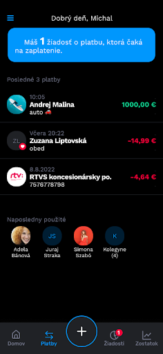 Tatra banka VIAMO ekran görüntüsü