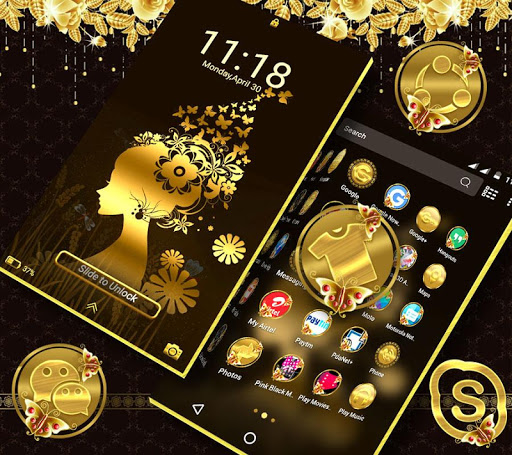 Gold Butterfly Girl Theme ekran görüntüsü