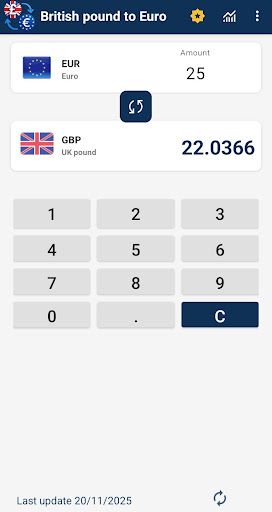 British pound to Euro Convert ekran görüntüsü