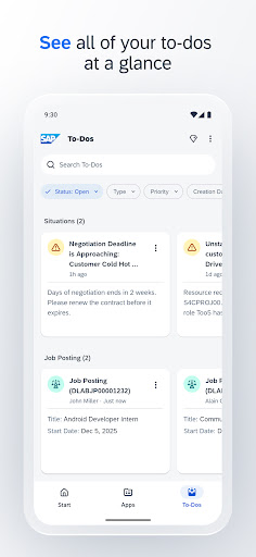SAP Mobile Start ekran görüntüsü