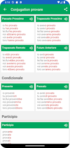 Coniugazione Verbi Italiani ekran görüntüsü