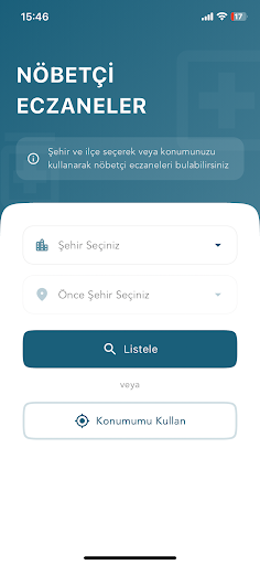 Nöbetçi Eczaneler ekran görüntüsü