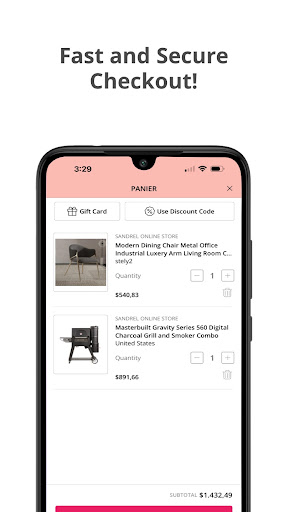 Sandrel Online Store ekran görüntüsü