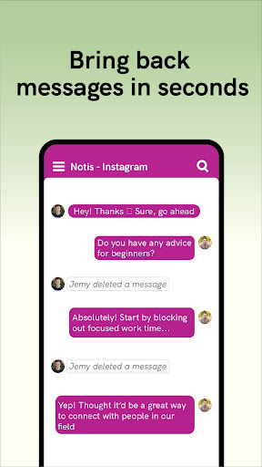 Notis: Recover deleted message ekran görüntüsü