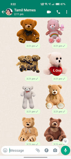 Teddy Bear Stickers ekran görüntüsü
