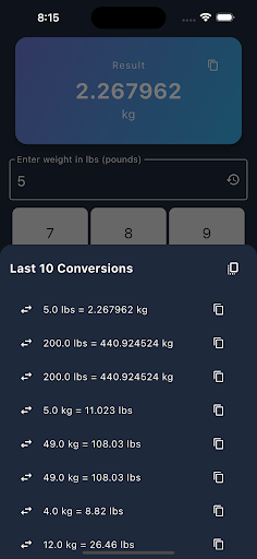 lbs to kg Converter ekran görüntüsü