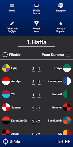 Türkiye Süper Lig Simülasyon ekran görüntüsü