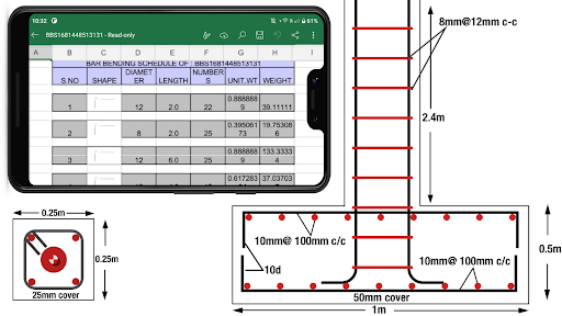 Bar bending schedule rebar bbs ekran görüntüsü
