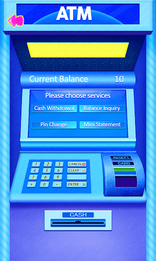ATM simülatörü para bankamatik ekran görüntüsü