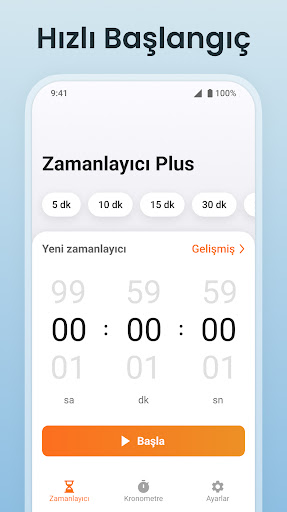 Kronometre + Zamanlayıcı: Saat ekran görüntüsü