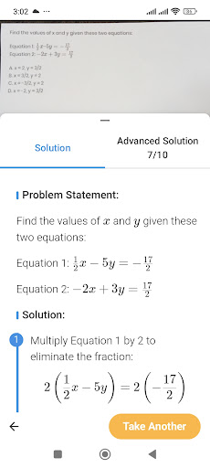 Matematik çözücü ekran görüntüsü